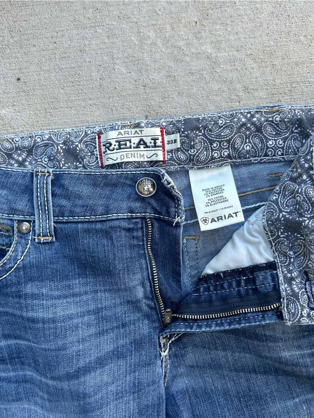 Ariat Women's Medium Blue Boot Cut Jeans with Paisley Waistband